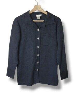 Talbots Vintage Black Wool Cardigan Size Small